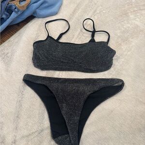 Aerie Black Glitter Bikini Set